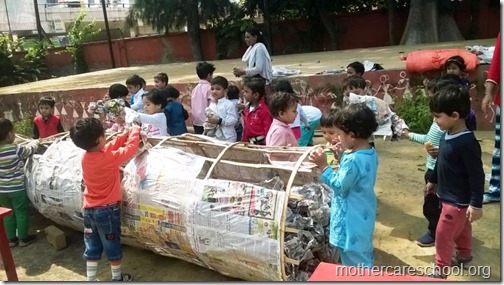 mothercare kids making ravan for dussehera