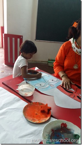 Not to be missed. Ravan heads all ten of them deligently being worked upon by Mothercare kids (1)