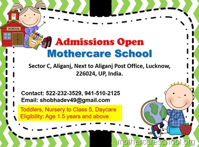 Nursery school admission open, mothercare school, lucknow