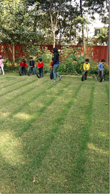 sports  day rolly polly race by nursery