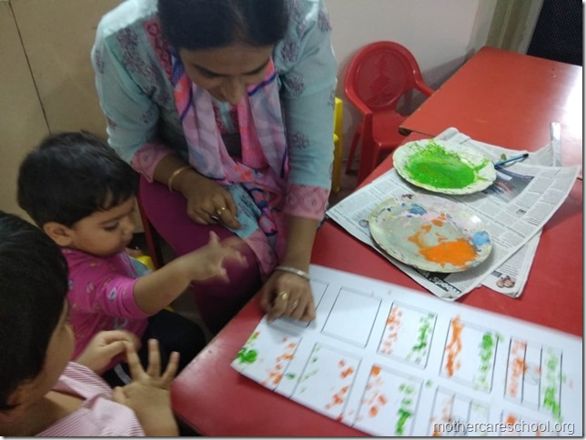 Children making national flag