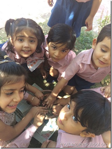 Earth Day Nursery kids learning to sow