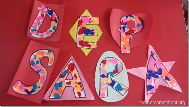 I learnt beginning sounds sounds of my  name shapes, colours and what they can do to put together (9)