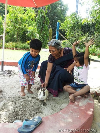 little boy with bunny