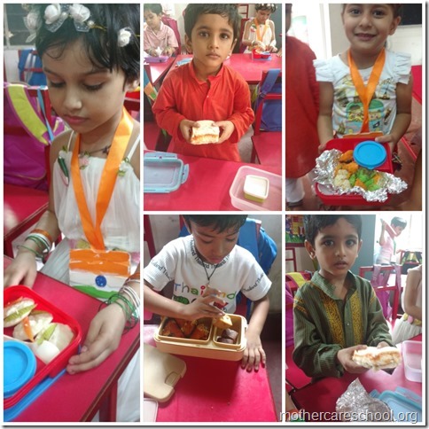 Mama gave us tiffin matching my flag. I love my flag (3)
